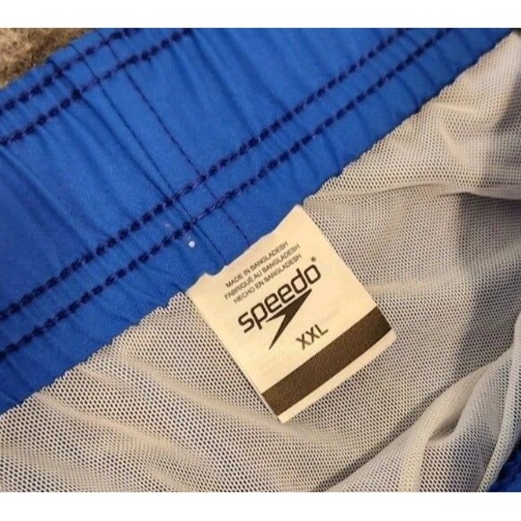 Speedo Swim Trunks UPF 50+ XXL Blue Orange Shorts Mesh Lining Pockets New - Picture 3 of 6